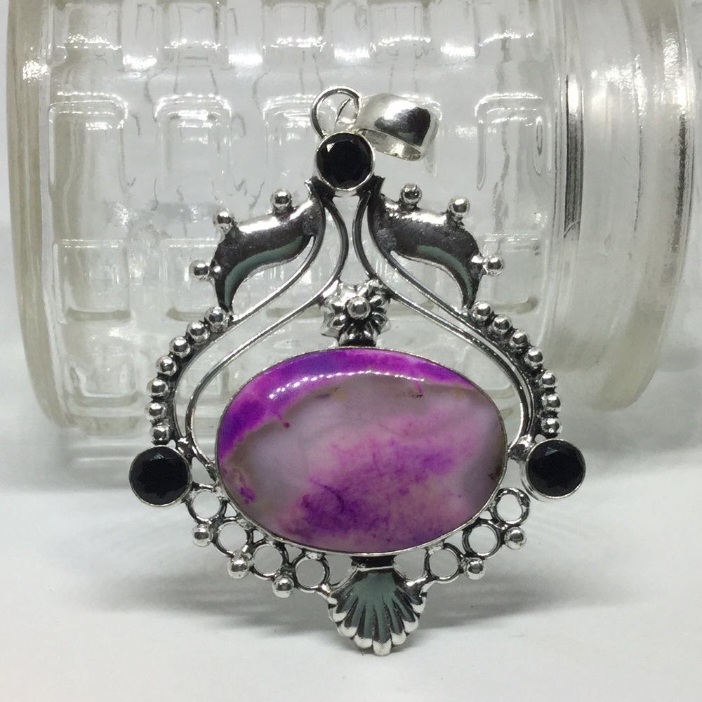 Opal + Black Stones Pendant